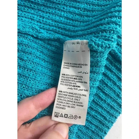 Women's Chicos Blue Oversized Batwing Sleeve Open Front Cardigan Sweater XXL 129 - Picture 9 of 9